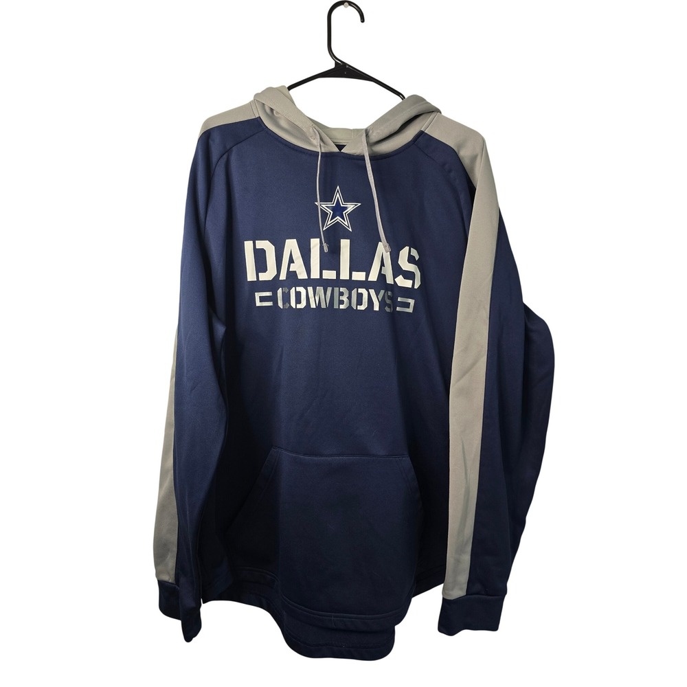 NFL Team Apparel Dallas Cowboys Hoodie Mens 2XL Navy Blue Gray Pullover M1011457